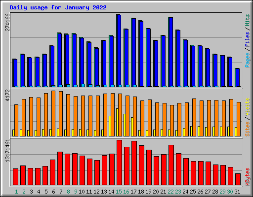 Daily usage for January 2022