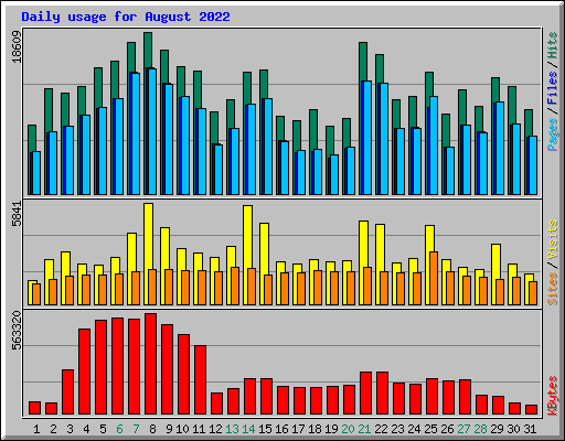 Daily usage for August 2022