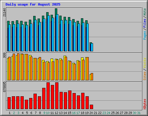 Daily usage for August 2025